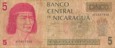 Nicaragua  5  Cordobas  ND. 1991   P 174  Series A  Circulated Banknote G8 - Image 1 of 2