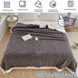 Home Warm Sofa Blanket Double Layer Soft Bedspread Cozy Flannel Throw Bedspread - Picture 1 of 22