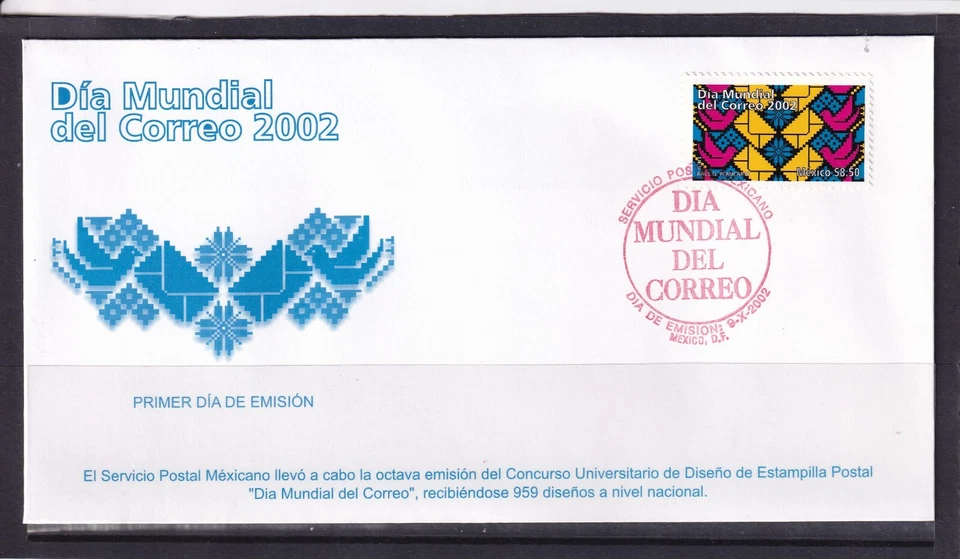 maj35 México 2002 Día Mundial del Correo, Sc#2295 Mc#3003 FDC Foto 1 de 1