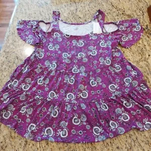 LANE BRYANT SWING TEE Women's Purple Floral Top NWT Size 14/16 $44.95 MSRP - Picture 1 of 15