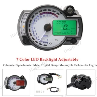 7 LED Motorcycle Odometer/Speedometer Meter Digital Gauge Tachometer Engine 12V - Imagem 1 de 4