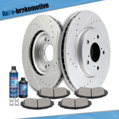 FRONT BRAKE ROTORS AND CERAMIC PADS FITS FOR 2005-2010 HONDA ODYSSEY - Image 1 of 4