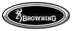 BROWNING EMBROIDERED PATCH IRON/SEW ON 4-1/4" x 1-3/4" PISTOLS, FIREARMS, RIFLES - Bild 1 von 2