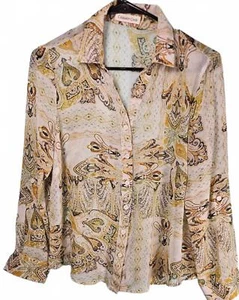 Coldwater Creek Women's Paisley Print Sheer Button-Up Blouse - Picture 1 of 7