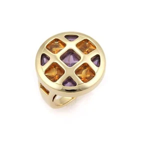 Cartier Pasha Citrine & Amethyst 18k Gold Round Ring w/Certificate - Size 7 - Picture 1 of 6