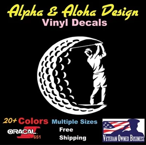 Männlicher Golfer Vinyl Aufkleber Golfspieler Auto Fenster Laptop Sticker - Bild 1 von 4