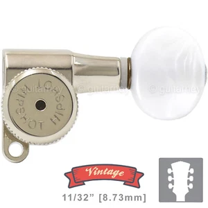 NEW Hipshot Vintage L3+R3 LOCKING Mini Tuners SET Oval Pearl Buttons 3x3, NICKEL - Picture 1 of 3