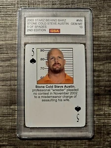Steve Austin 2003 Starz Behind Barz Playing Card Graded GSA GEM Mint 10 - Picture 1 of 1