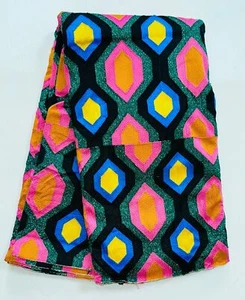 African Fabric/ Woven Kente - Green, Pink, Orange, Blue, Yellow, “Yaayaa”, 4 Yds - Picture 1 of 5