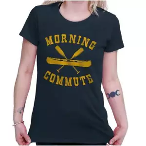 Funny Camping Joke Canoe Morning Commute Graphic T Shirts for Women T-Shirts - Picture 1 of 11