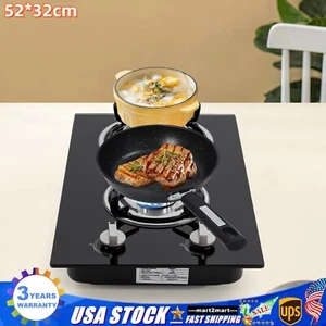 Kitchen Gas Cooktop Stove Top 2 Burners LPG/Propane Gas Stove Toughened Glass US - Picture 1 of 16