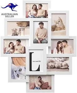 , 10 Slot Photo Frame 10X15Cm for Each Photo Collage Frame MDF White RPF20WT - Picture 1 of 12