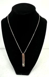 Believe Inspiration Copper Plated Abalone Bar Pendant Silver Tone Chain Necklace - Picture 1 of 10