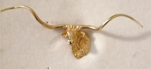 14K Yellow Gold Longhorn Tie Tack -Custom Design -LonghornTie Tack Gold- - Picture 1 of 3