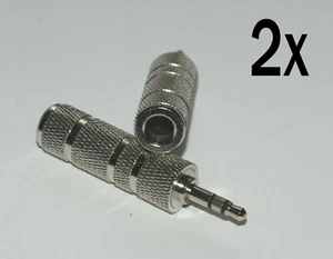 2 x Kopfhöreradapter - Klinkenstecker 3,5mm / Buchse 6,3mm - Metall - Bild 1 von 1