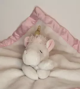 Carter's Unicorn Lovey Security Blanket White With Pink Satin - Picture 1 of 7