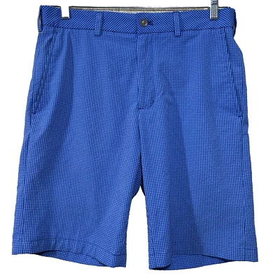 Pantalones Cortos de Golf Walter Hagen 11 Majors Hombres 32 Azul Seersucker Cuadros Chino Logo Foto 1 de 4