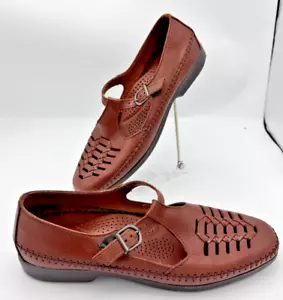 Dexter USA Walkmocs Damen 11 braune Mary Jane bequeme Lederschuhe T-Riemen Y2k - Bild 1 von 17