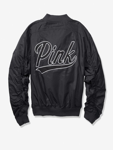 UNDERCOVER NUOVO CAPPOTTO GIACCA BOMBARDIERE DA VOLO VICTORIA'S SECRET ROSA foderata con cerniera intera nero S