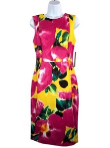 Vestido Vaina de Buceo Floral Calvin Klein Clásico Preppy Cóctel Elegante Años 90 Talla 8 - Imagen 1 de 7