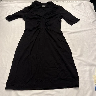 Ann Taylor Women’s Knee Length Fitted Dress Black Size 2 Short Sleeve - Image 1 of 4