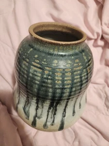 Vintage Steingut Topf/Vase Braun Blau & Grün Erdton **RAR** - Bild 1 von 7