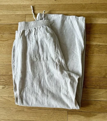 High-Waisted Cropped Linen-Blend Wide-Leg Pants | Old Navy - Image 1 of 4