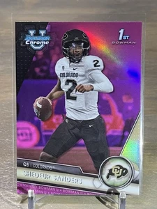 Bowman University 2023 cromo primer refractor rosa Shedeur Sanders #16 Colorado - Imagen 1 de 2