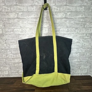 Vintage LL Bean Large Tote Black with Olive Green Trim  Long Handles 4328 - Picture 1 of 17