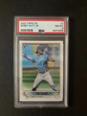 2022 Topps 3D Bobby Witt Jr. Kansas Royals Rookie RC #7 Rare Short Print PSA 8 - Image 1 of 2