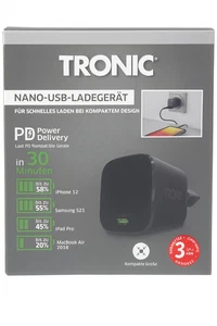 TRONIC Nano-USB-Ladegerät für Schnelles Laden Adapter 20 W für Typ C - Bild 1 von 2