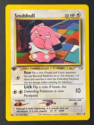 Snubbull 74/111 1st Edition Neo Genesis - Pokemon Card LP - Image 1 of 2
