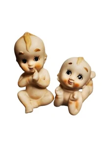 Figuras bisque vintage Norcrest Japón Kewpie bebés con alas azules - Imagen 1 de 6