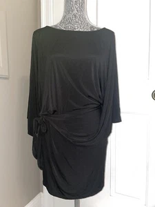 NWOT STWELVE  BOAT NECK RUCHED WITH BOW BLACK DRESS GREAT CONDITION MEDIUM M - Picture 1 of 9