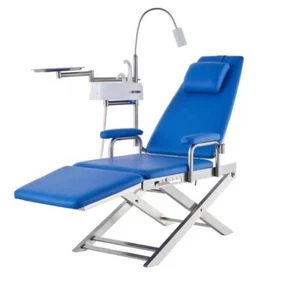 Silla Unidad Dental Portátil Móvil Plegable Azul con Bandeja de Luz LED y Lavabo - Imagen 1 de 1