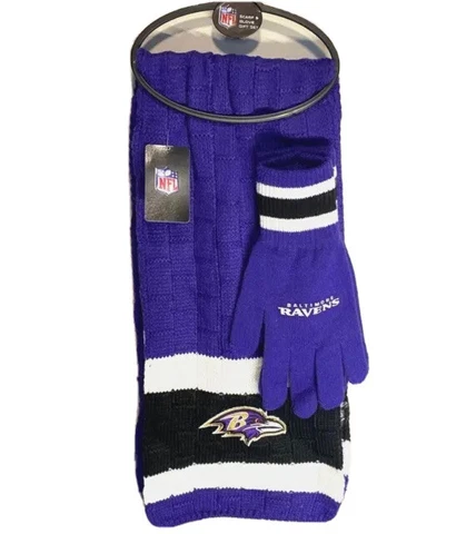 Baltimore Ravens NFL Officially Licensed NWT Scarf & Gloves Set New w/ Tags Cover