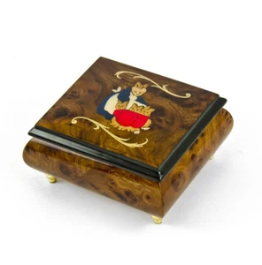 Caja de música artesanal de 18 notas en tono madera Beatrix Potter con mamá con incrustación de bebés - Imagen 1 de 2