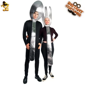 Unisex Adult Funny Couple Fork and Spoon Costume Cosplay Dress Up Costumes - Picture 1 of 8