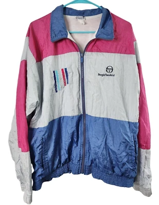 VTG Sergio Tacchini Sz 42 Windbreaker Jacket Color Block Full Zip Embroidered - Image 1 of 4