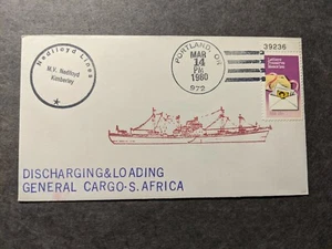 Ship M/V NEDLLOYD KIMBERLEY Naval Cover 1980 SOUTH AFRICA Cachet PORTLAND, OR - Picture 1 of 2