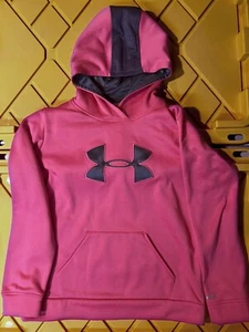 Under Armour Storm Pink Gray Accent Girls Hooded LS Youth YLG/JG Great Condition - Picture 1 of 7
