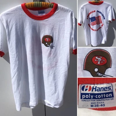 Vintage SF (49ers) American Precision Manufacturing Inc Ringer Tee T-Shirt Sz M - Image 1 of 4