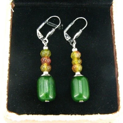 BAILYSBEADS edle Smaragd & Turmalin Ohrringe Ohrhänger behandelt Klappbrisuren - Bild 1 von 3