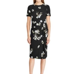 Ralph Lauren Black Faux Wrap Dress w/ Pastel-Colored Floral Pattern, 6P, NWT!! - Picture 1 of 5