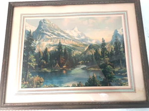 Gorgeous 1930's Fantasy Nature Lithograph Print in the Original Frame - Picture 1 of 6