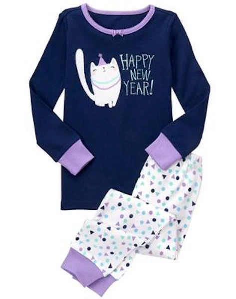 NWT Gymboree Girls Gymmies Happy New Year Kitty pajama set 4, 6 - Image 1 of 1