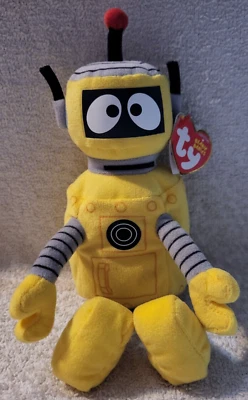 TY Yo Gabba Gabba Plex Yellow Robot Beanie Baby Plush 9.5" Stuffed Toy Doll 2012 - Imagem 1 de 4