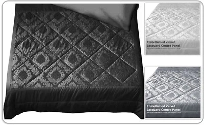 Quilted Bedspread Luxury Damask Jacquard Velvet Boho Comforter Decorative Throw