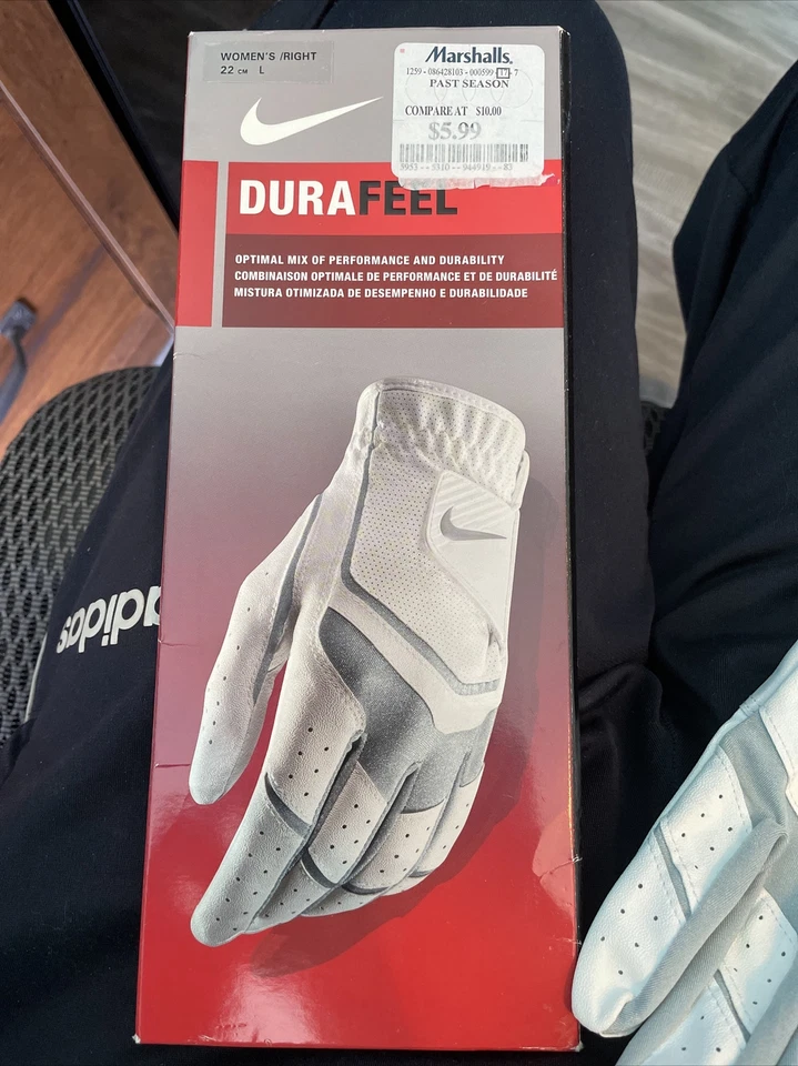 Nike Golf Glove Right Hand Large Women's White Leather Dura Feel Gg0484