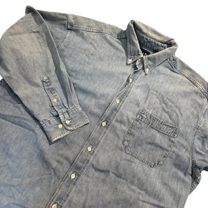 Vintage Gap Men's Blue Long Sleeve Collared Button Down Denim Shirt Size XXL - Picture 1 of 11